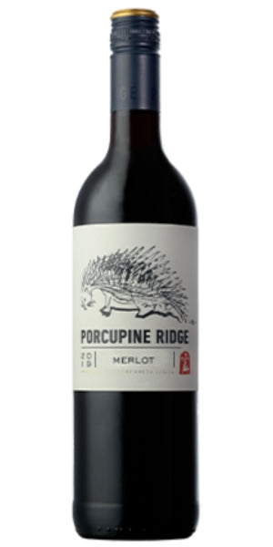 Bottle of South African Merlot from Porcupine Ridge by Whelehans Wines.