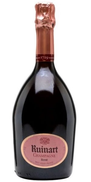 Bottle of Champagne Ruinart Rosé by Whelehans Wines.