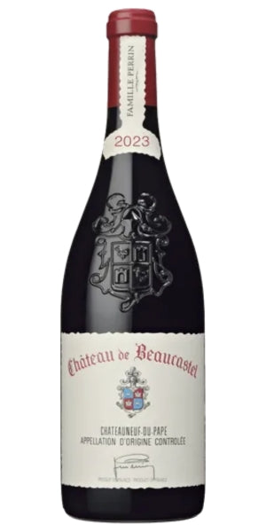 A bottle of Château de Beaucastel, Châteauneuf-du-Pape, 2023 - by Whelehans Wines.
