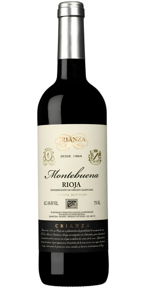 A bottle of Bodegas Montebuena, Rioja Crianza, 2022 by Whelehans Wines.
