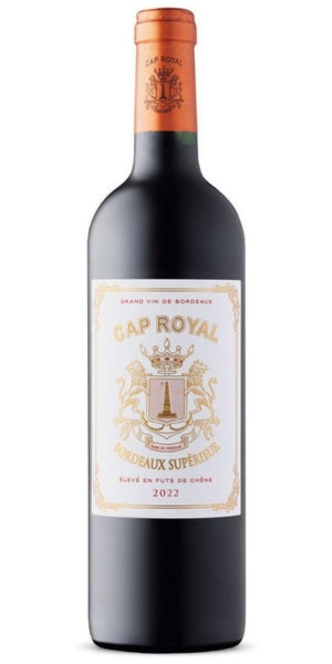 A bottle of Cap Royal, Bordeaux Superieur, 2023. By Whelehans Wines.
