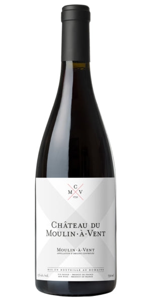 Wine bottle with 'Chateau du Moulin a Vent' label on a white background by Whelehans Wines.