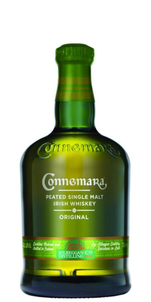 Bottle of Connemara Peated Single Malt Irish Whiskey on a white background, by Whelehans Wines.