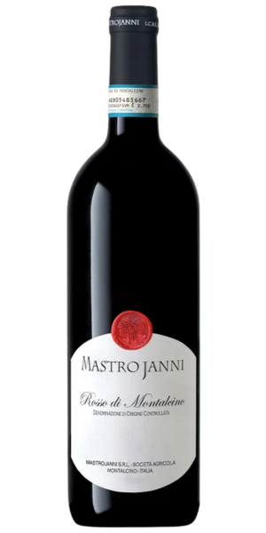 Bottle of Mastrojanni Rosso di Montalcino wine on a white background. By Whelehans Wines