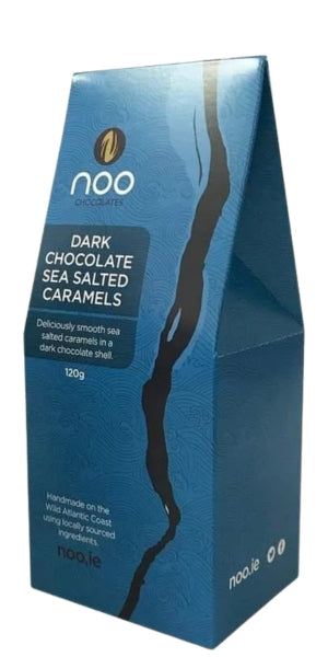 Noo, Irish Dark Chocolate Sea Salted Caramels - 120gm by Whelehns Wines.