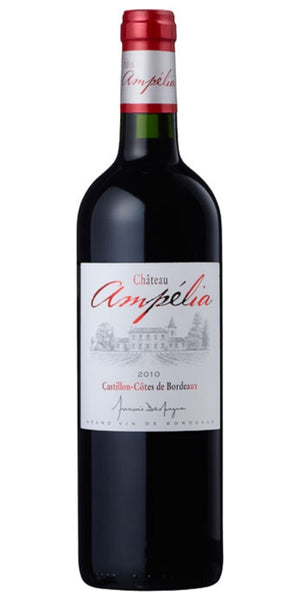 Bottle of Chateau Ampelia, castillon Cotes de Bordeaux by Whelehans Wines.