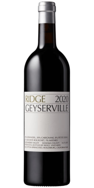 Bottle of Ridge, Geyserville, 2020 by Whelehans Wines. 