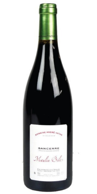 Red Sancerre wine bottle on a white background by Whelehans Wines. 