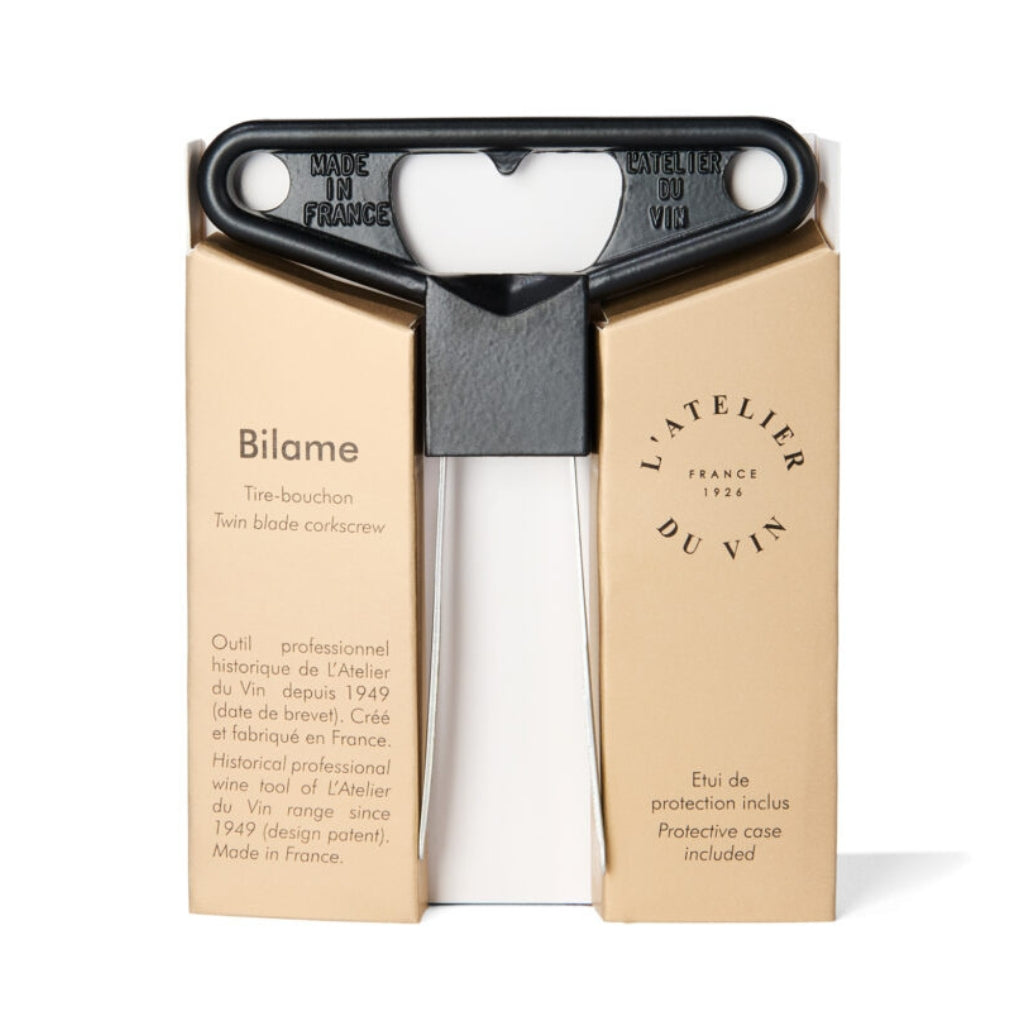 Bottle opener in packaging with 'L'Atelier du Vin' branding on a white background