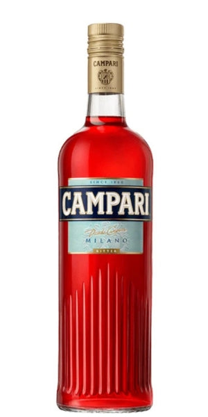 A bottle of Campari Milano isolated on a white background. By Whelehans Wines. 