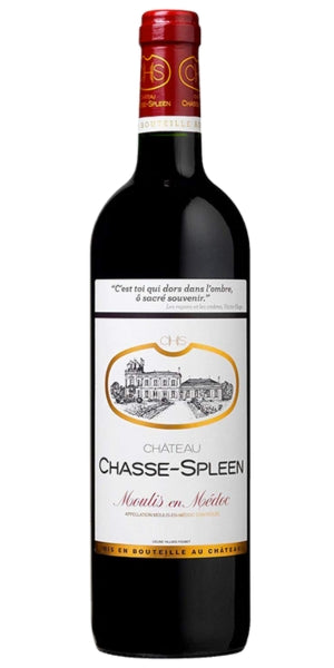 Bottle of Chateau Spleen 2020, by Whelehans Wines. 