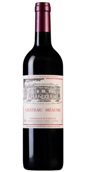 Bottle of Château Méaume, Bordeaux Superieur, 2022 by Whelehans Wines. 