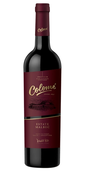 Bottle of Bodega Colomé, Salta Estate, Malbec, Calchaquí Valley, 2024. By Whelehans Wines. 