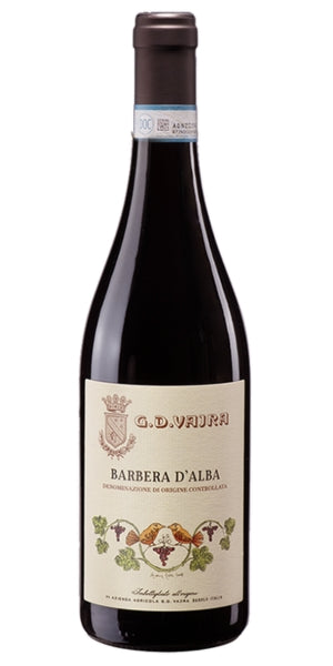 Barbera d'Alba wine from GD Vajra bottle with label on a white background by Whelehans Wines.