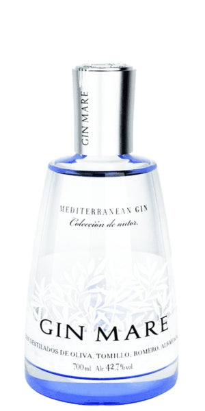 Gin Mare bottle on a white background, by Whelehans Wines. 