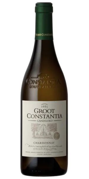 Groot Constantia Chardonnay wine bottle on a white background by Whelehans Wines. 