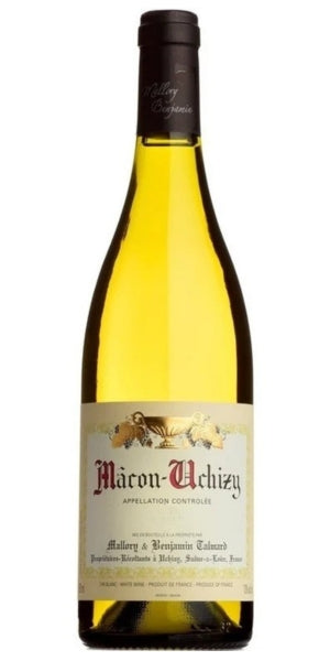 Bottle of Macon Uchizy white wine on a white background. By Whelehans Wines