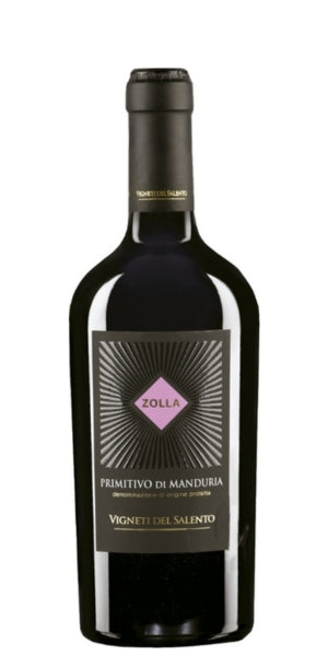 Bottle of Primitivo di Manduria, Zola by Whelehans Wines. 