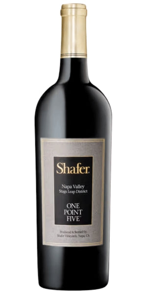 A bottle of Shafer Vineyards, "One Point Five", Cabernet Sauvignon, 2023 by Whelehans Wines. 