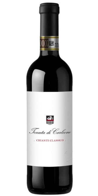 Wine bottle of Tenuta di Carlone Chianti Classico on a white background by Whelehans Wines. 