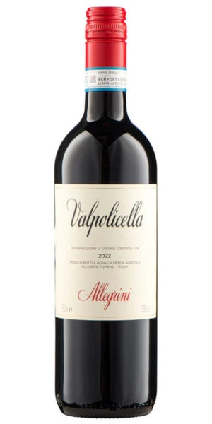 Bottle of Valpolicella Allegrini wine on a white background by Whelehans Wines 