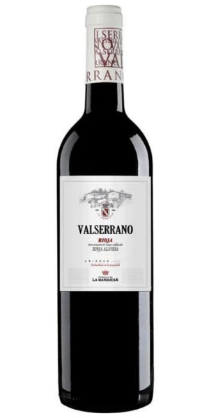 A bottle of Bodegas de la Marquesa, Valserrano, Rioja Alavesa, Crianza, 2022. By Whelehans Wines. 